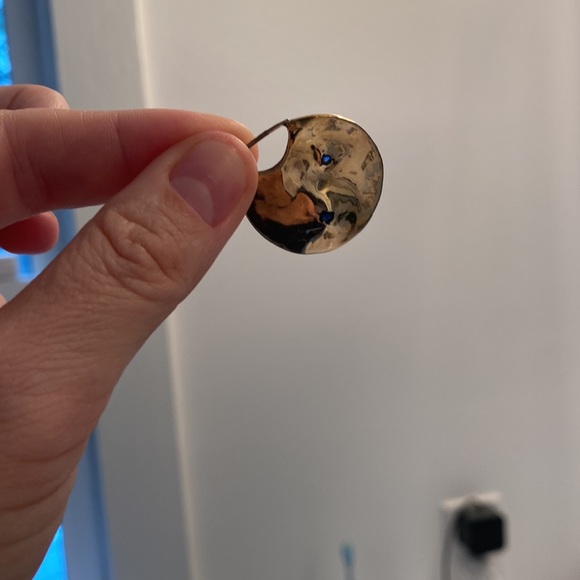 Holly Ryan 18k gold plated earring with 2 blue gemstones - Picture 7 of 8